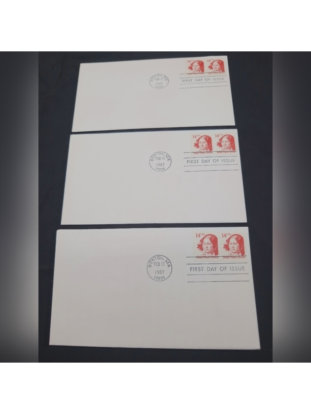 1987 Mary Ward Howe Massachusetts Set of Three First Day of Issue Envelopes